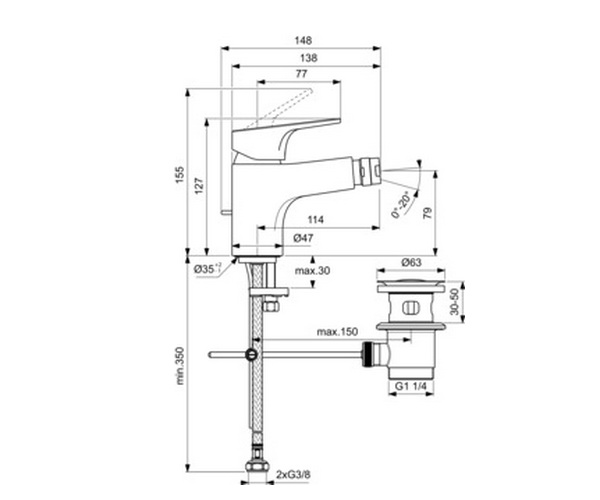 смеситель для биде IDEAL STANDARD CERABASE